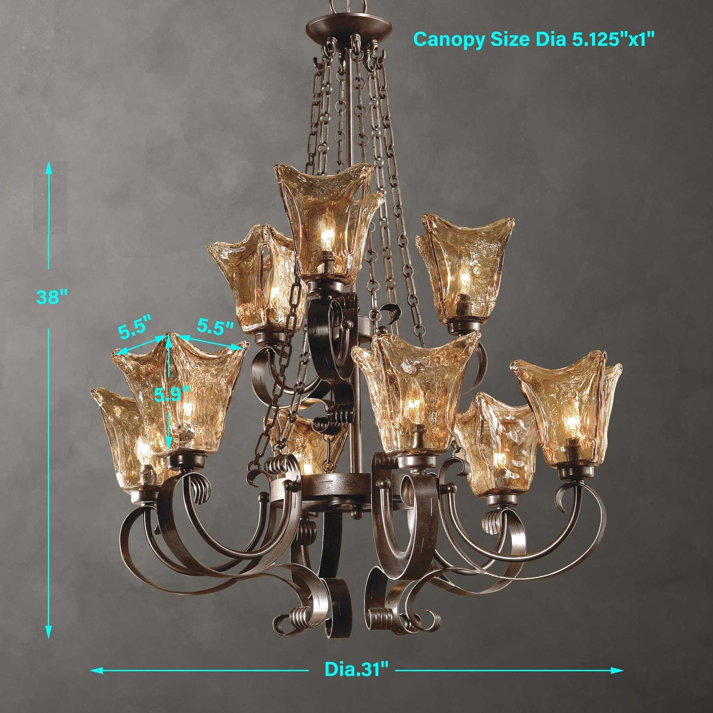 Vetraio 9 Light Chandelier