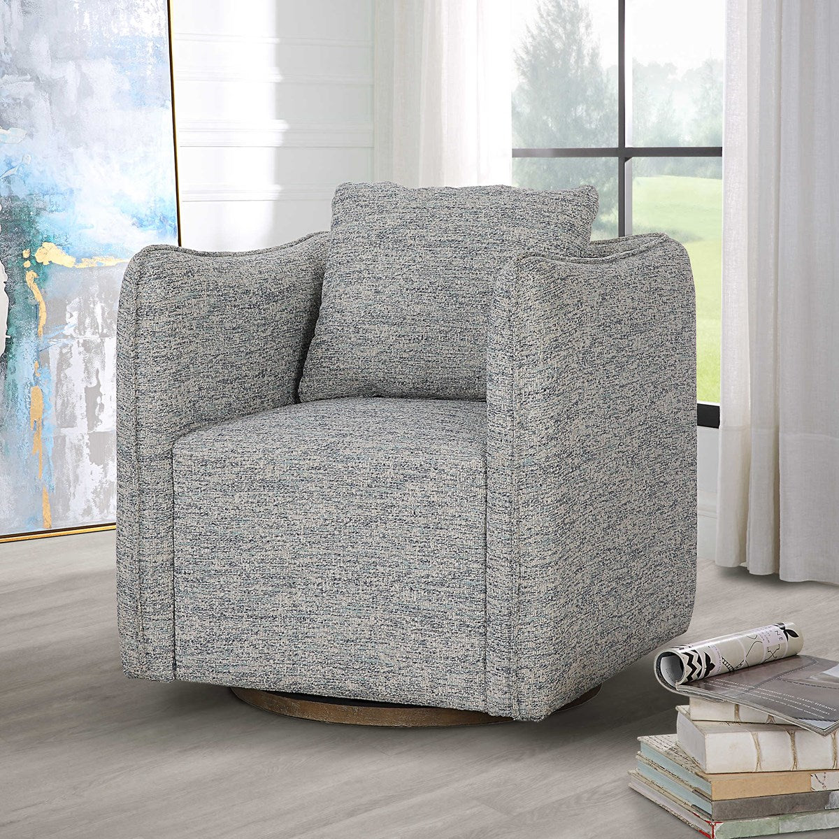 Corben Swivel Chair (Blue)