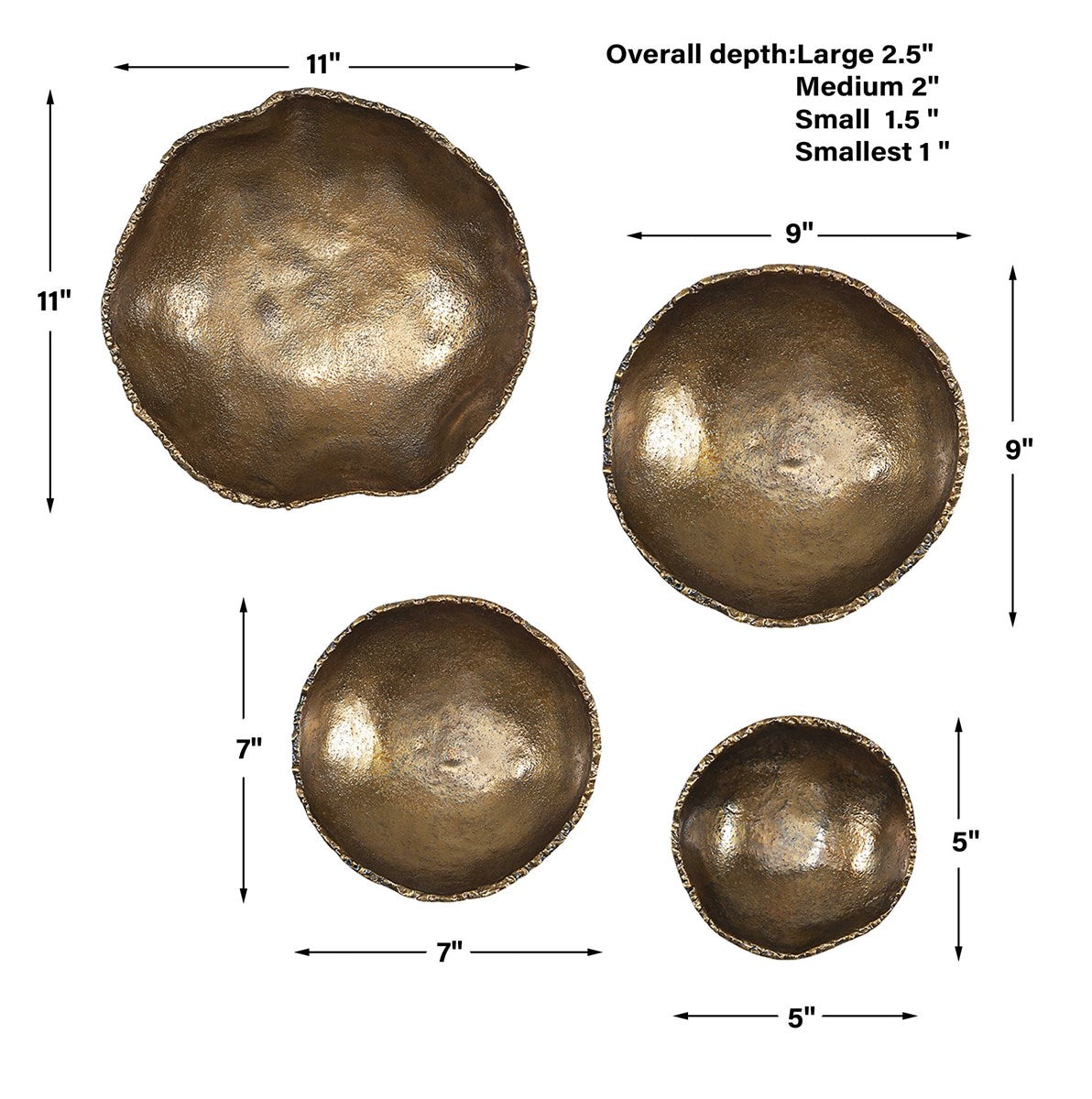Lucky Coins Outdoor Metal Wall Decor, Brass, S/4