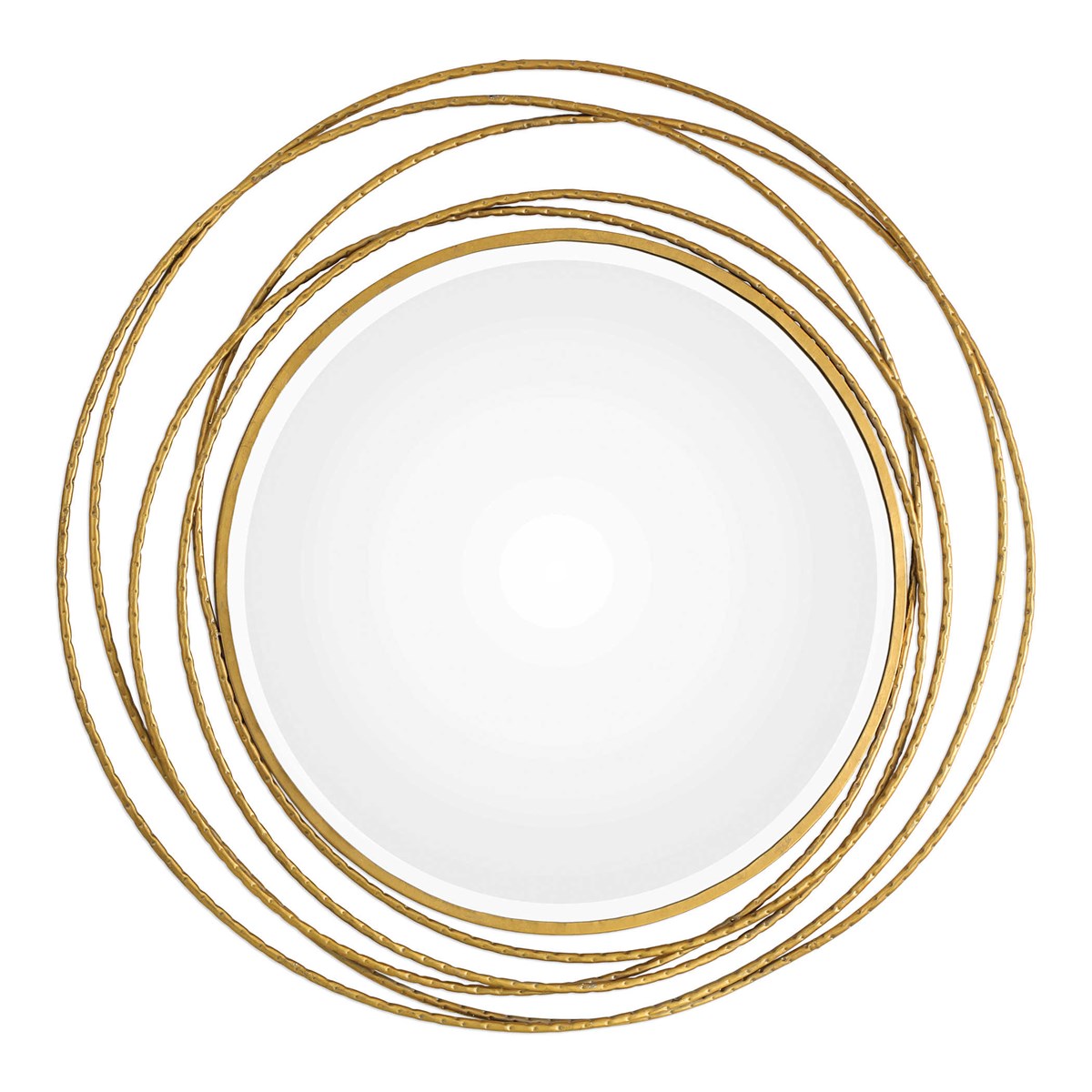Whirlwind Round Mirror, Gold
