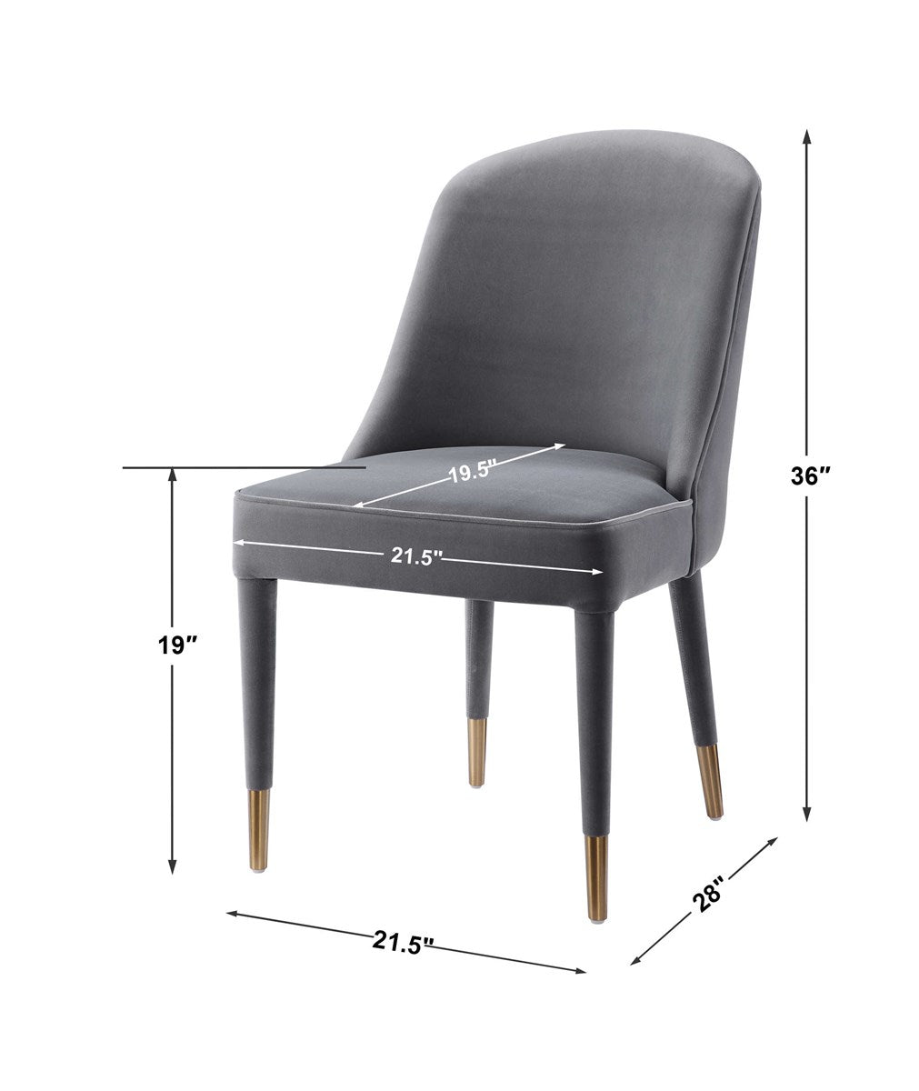 Brie Armless Chair, Gray, 2 Per Box