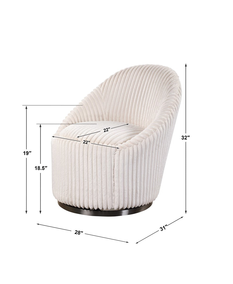 Crue Swivel Chair, Ivory