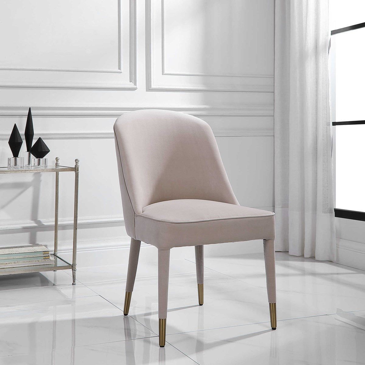 Brie Armless Chair, Champagne, 2 Per Box