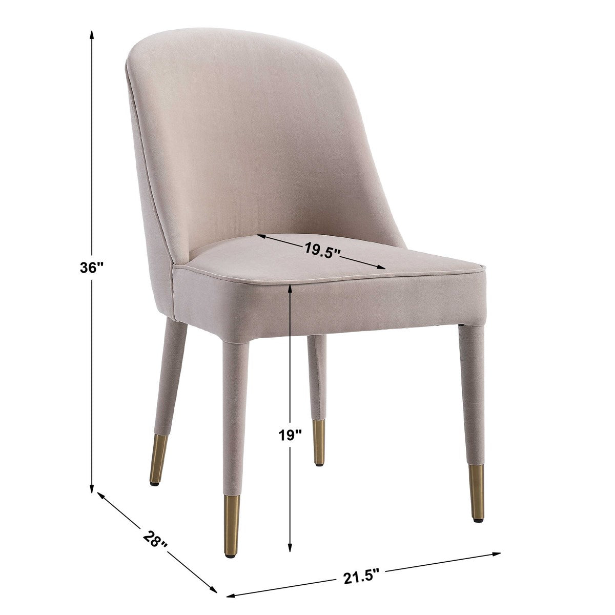 Brie Armless Chair, Champagne, 2 Per Box