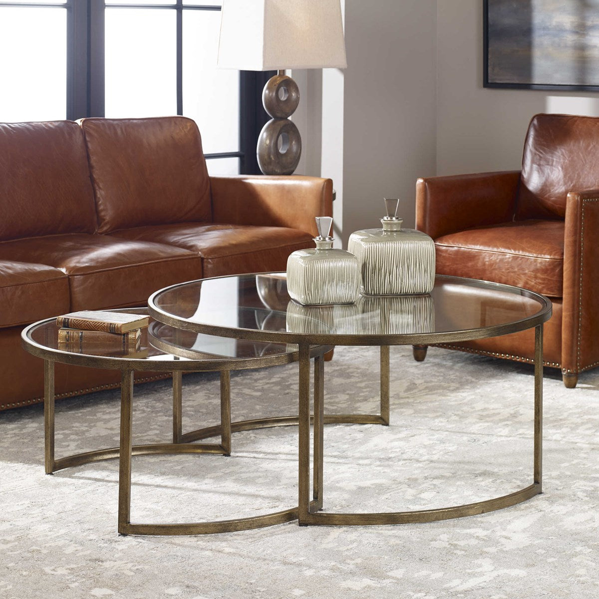 Rhea Nesting Coffee Table (Gold) S/2
