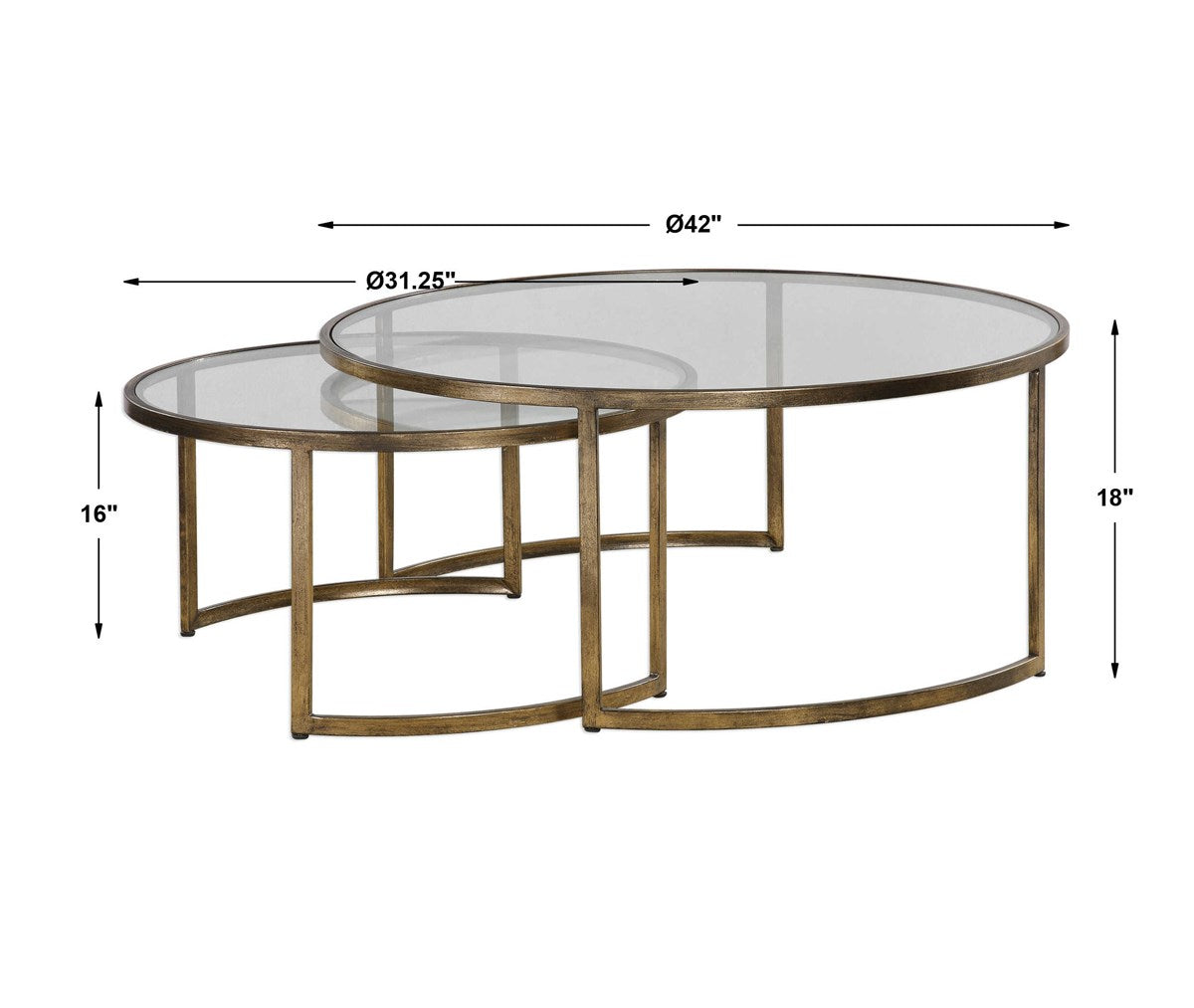 Rhea Nesting Coffee Table (Gold) S/2