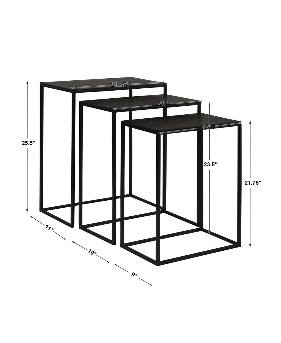 Coreene Nesting Tables, Black, S/3