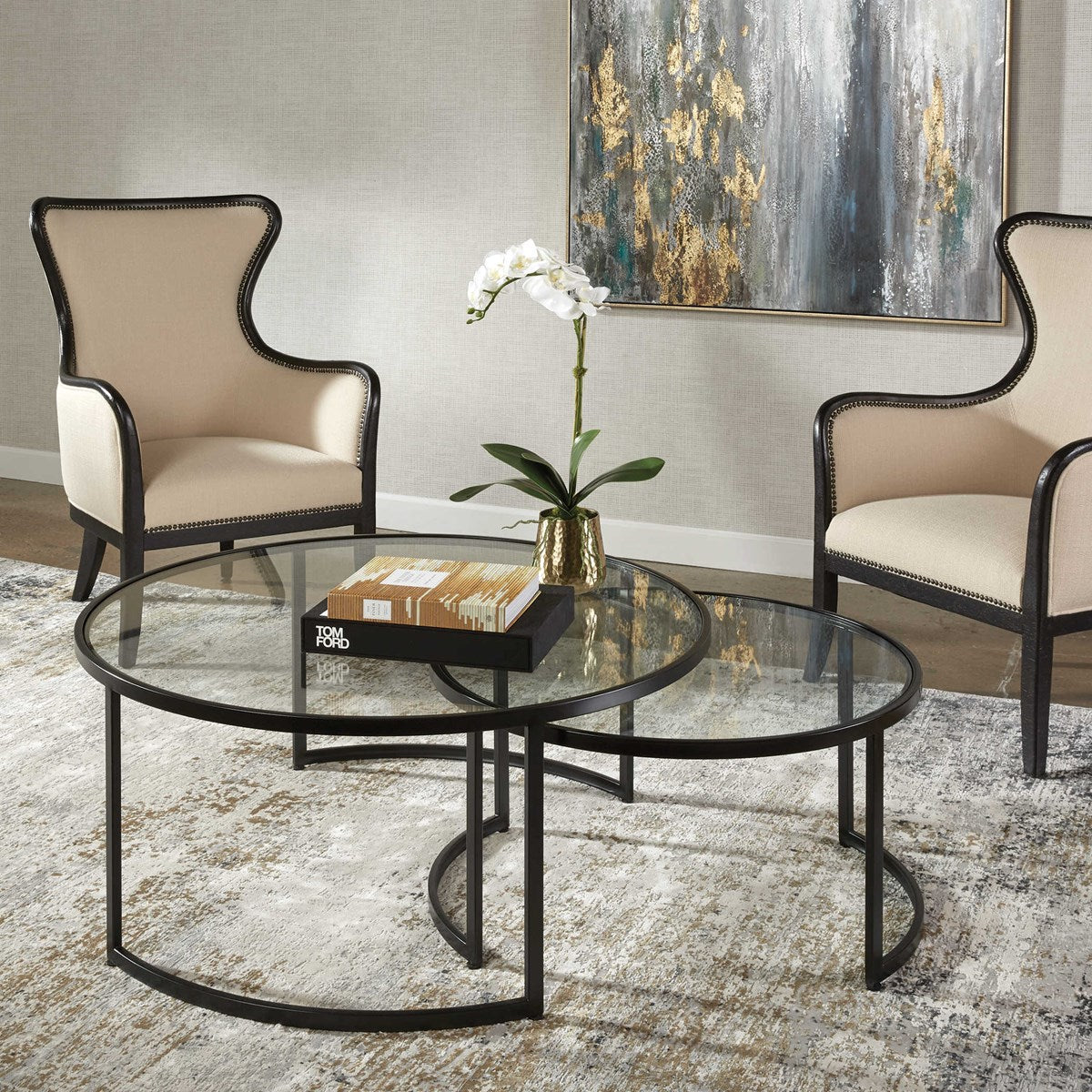Rhea Nesting Coffee Table (Black) S/2