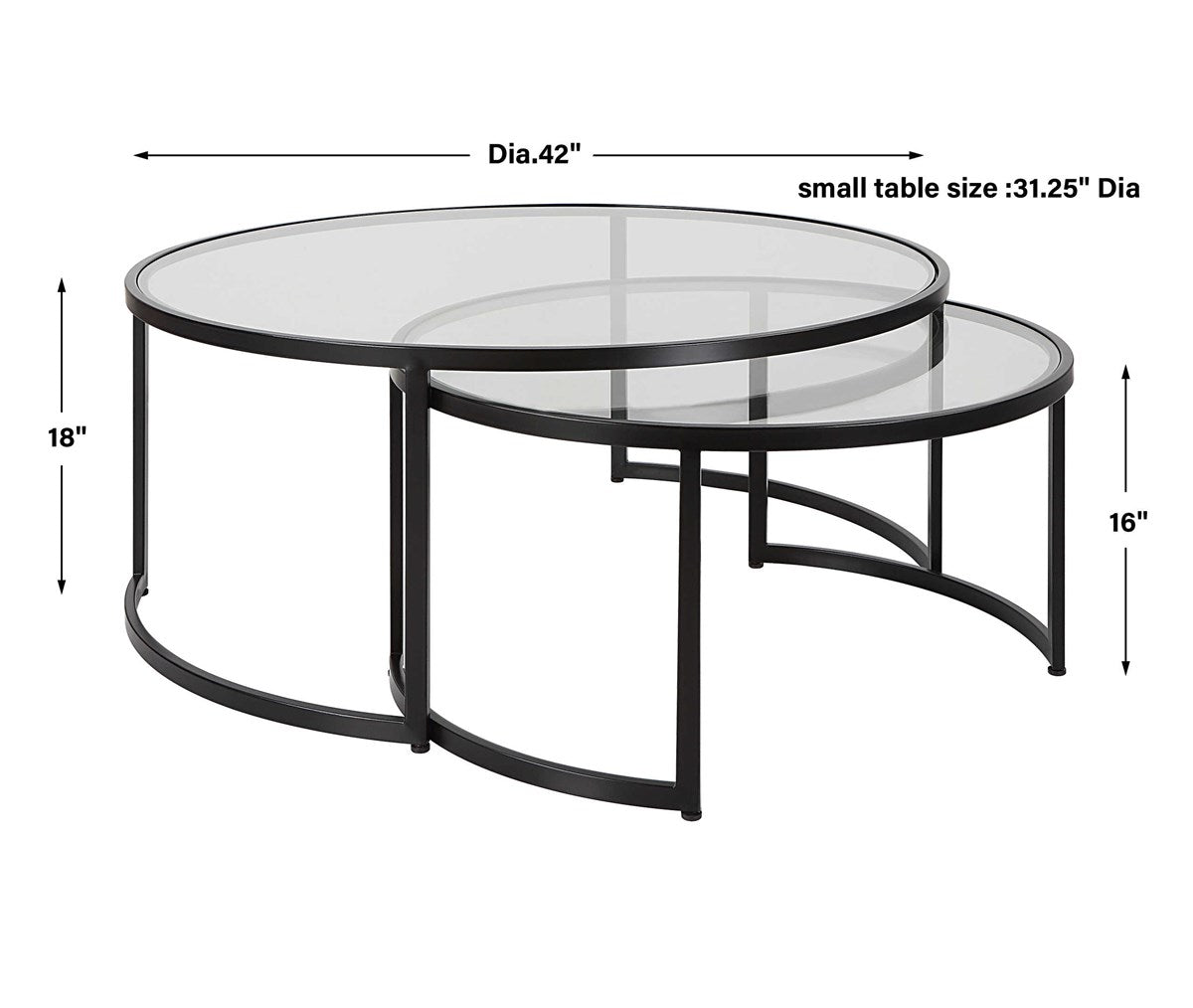 Rhea Nesting Coffee Table (Black) S/2