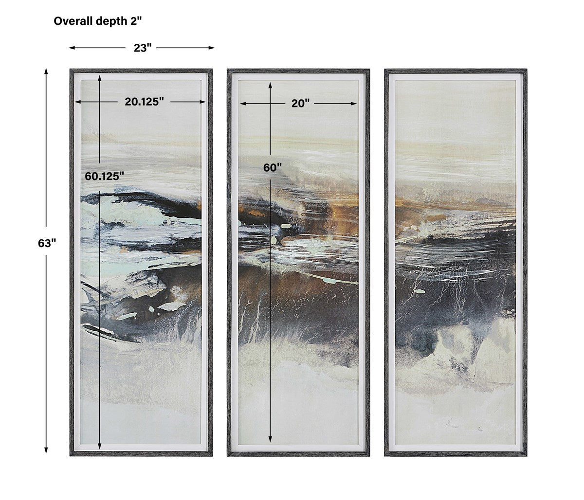 Graphite Horizon Framed Art S/3