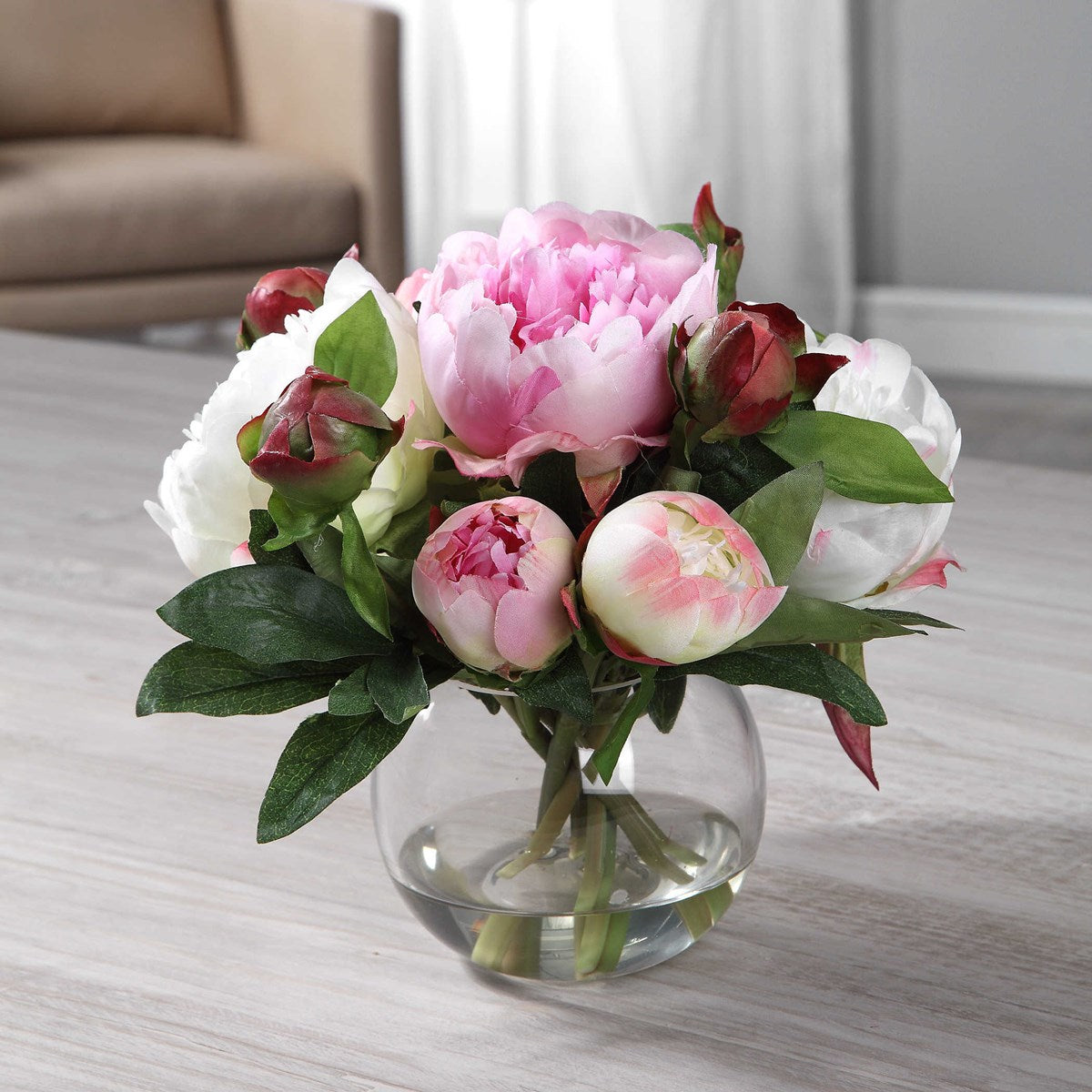 Glass Vase With Blaire Peony Bouquet