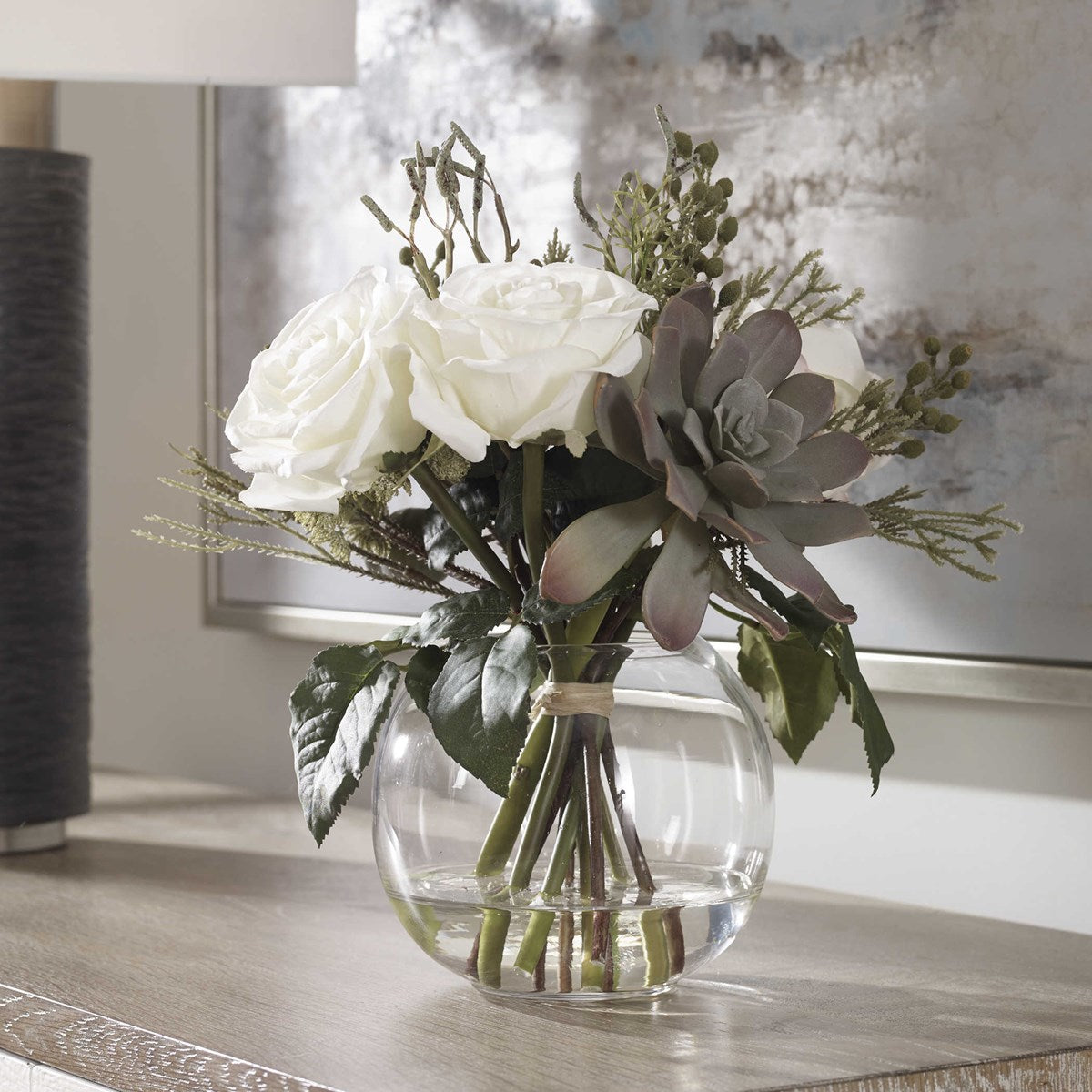 Glass Vase With Belmonte Floral Bouqet