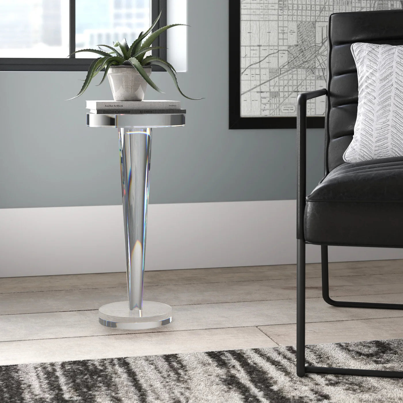 Clear Acrylic Martini Table KIMMBERLY CAPONE INTERIOR DESIGN