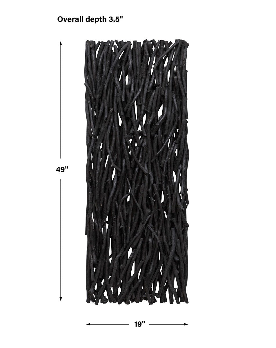 Gathered Teak Wood Wall Decor (Black)