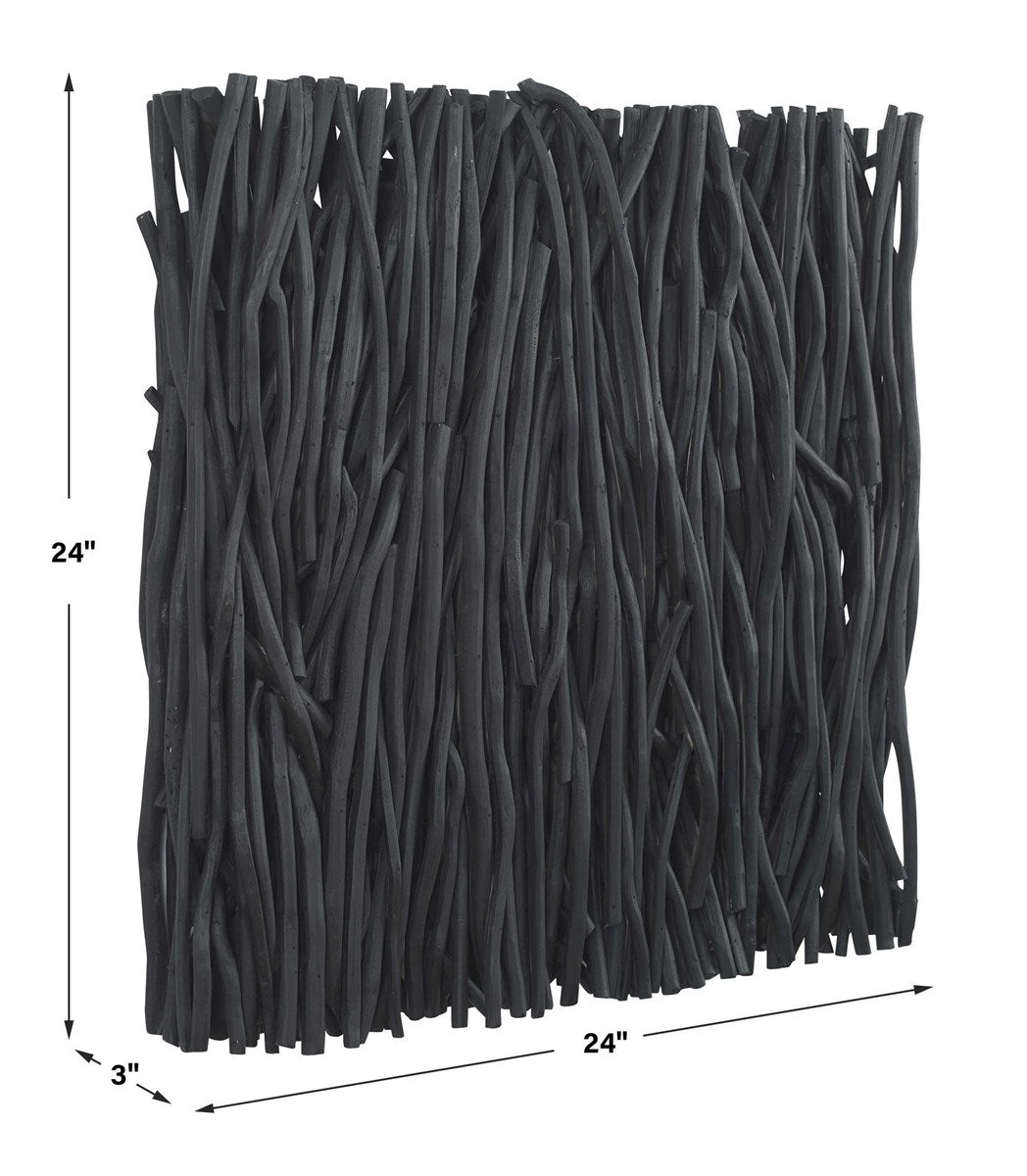 Gathered Teak Wood Wall Decor (Black)