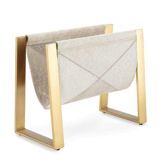 Andres Hair on Hide Magazine Rack (Brass)