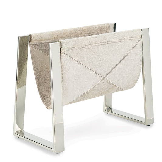 Andres Hair on Hide Magazine Rack (Polished Nickel)