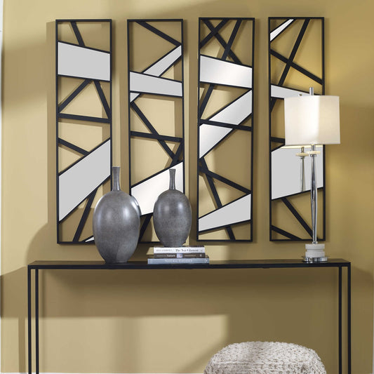 Glass Mirrored Wall Decor S/4