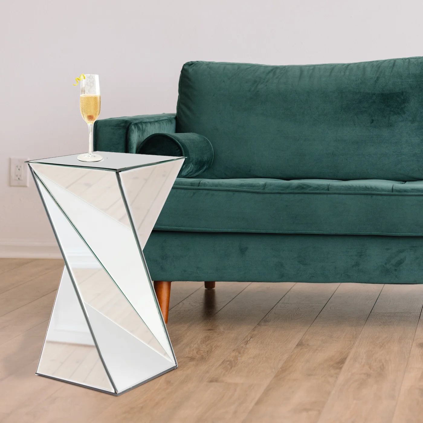 Twisted Mirrored Side Table