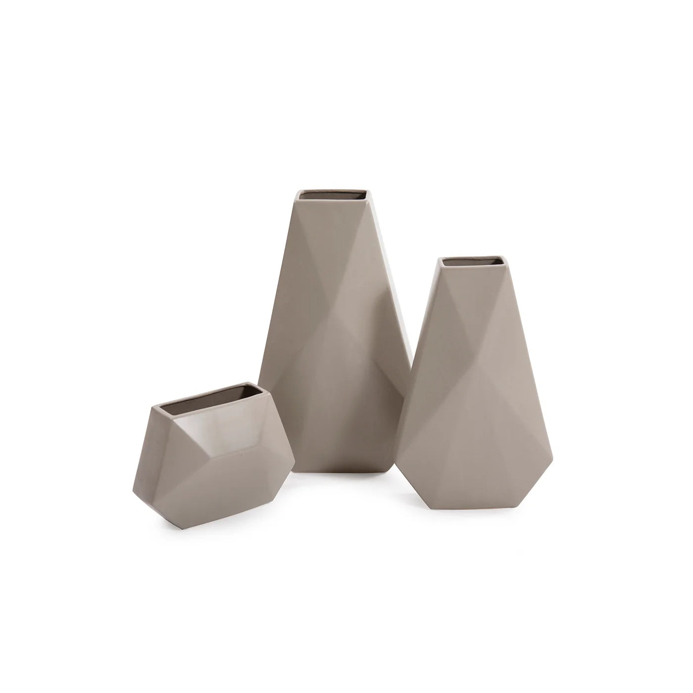 Geo Matte Stone Ceramic Vase - Medium