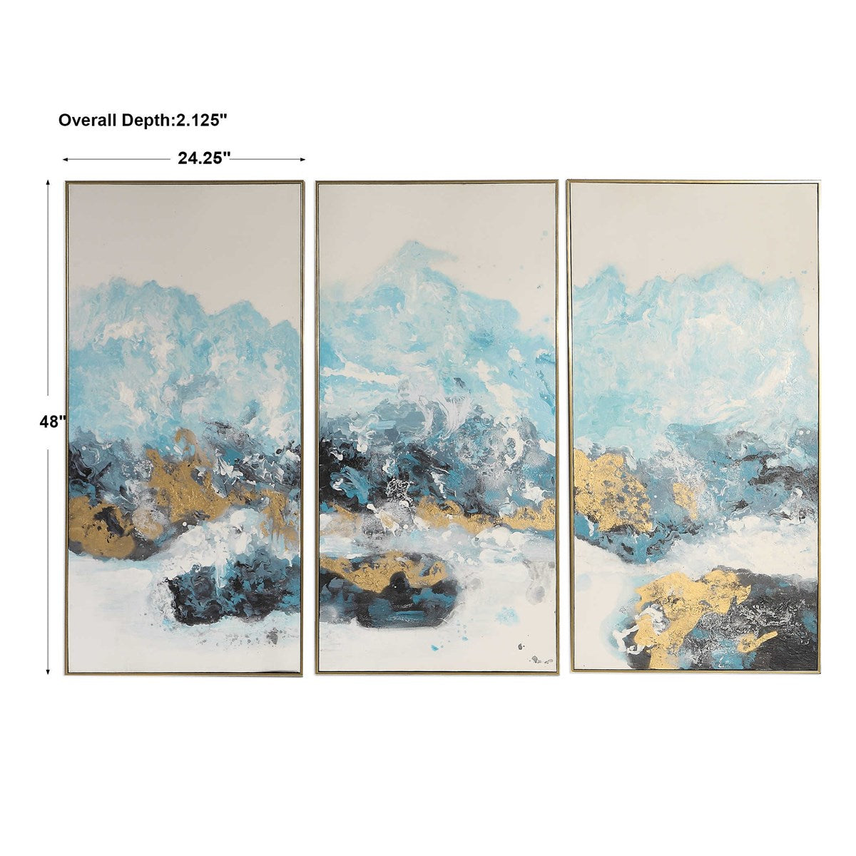 Crashing Waves Hand Painted Canvases, S/3