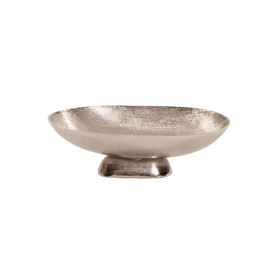 Textured Footed Bowl in Bright Silver - Large