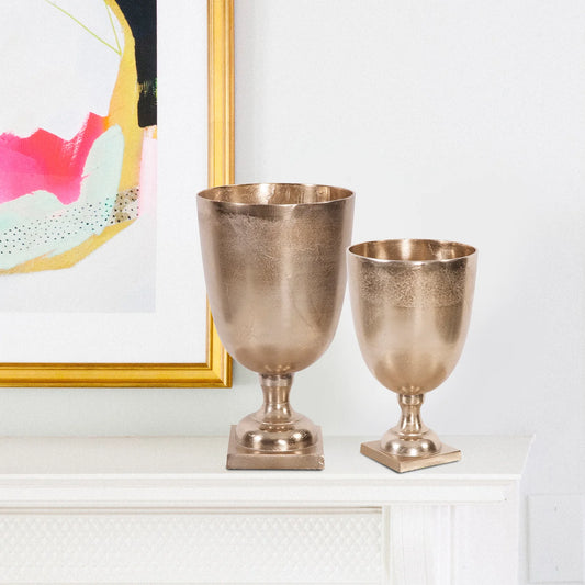 Raw Gold Aluminum Footed Chalice Vase - Small