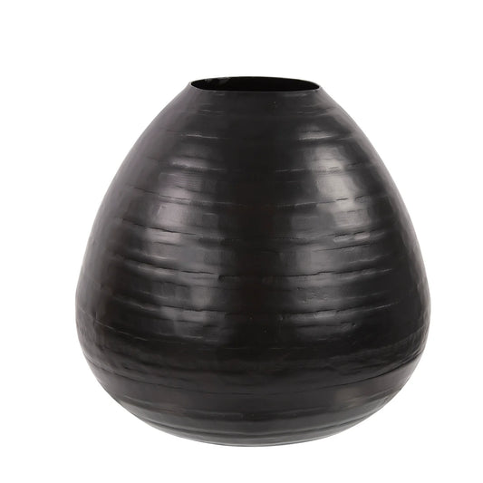 Chiseled Black Teardrop Vase - Medium