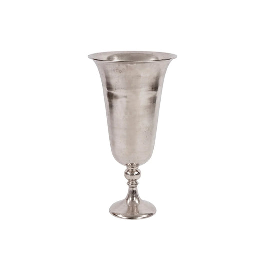 Silver Aluminum Footed Oversized Vase - Large