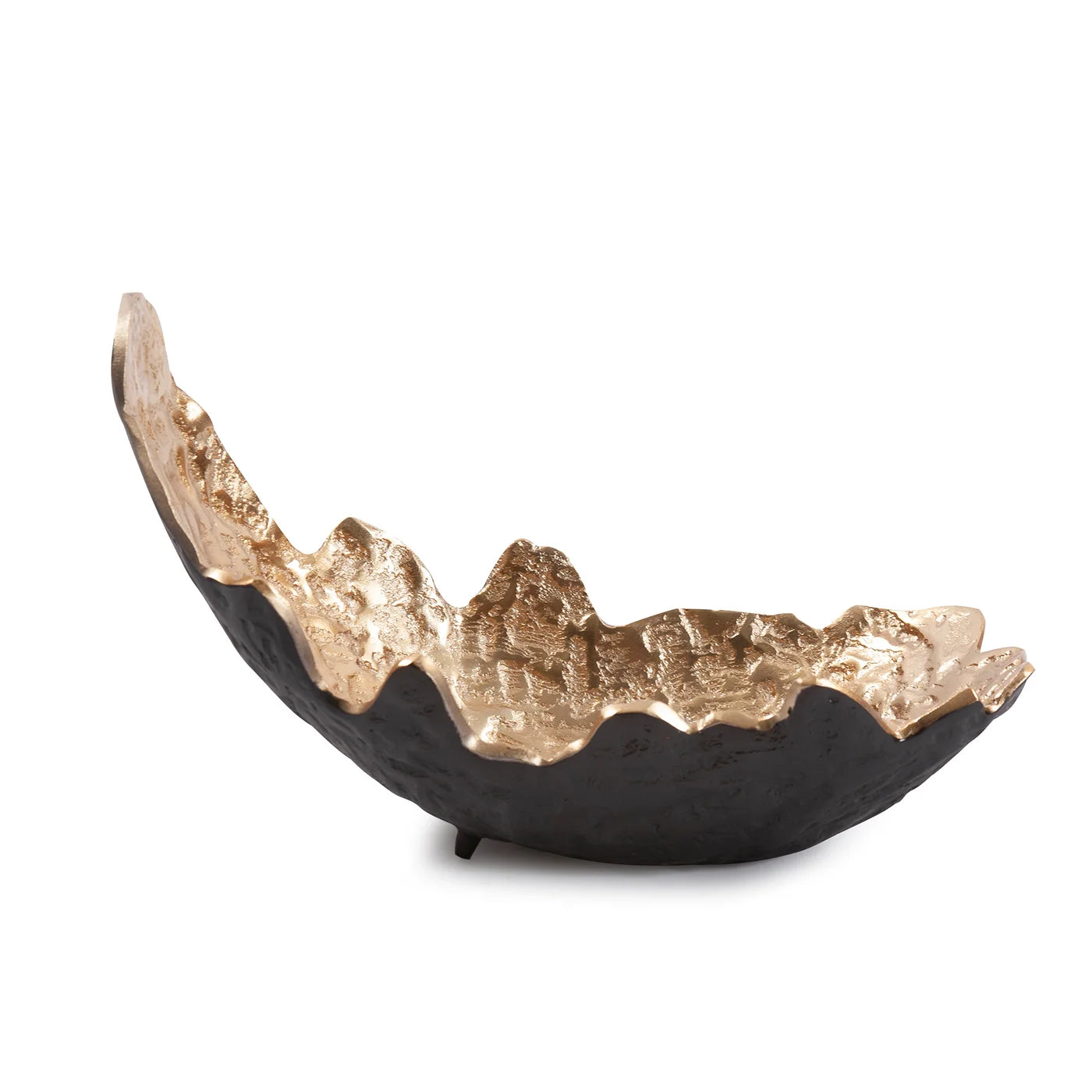 Cracked Edge Ebony Tray with Gold Interior - Small