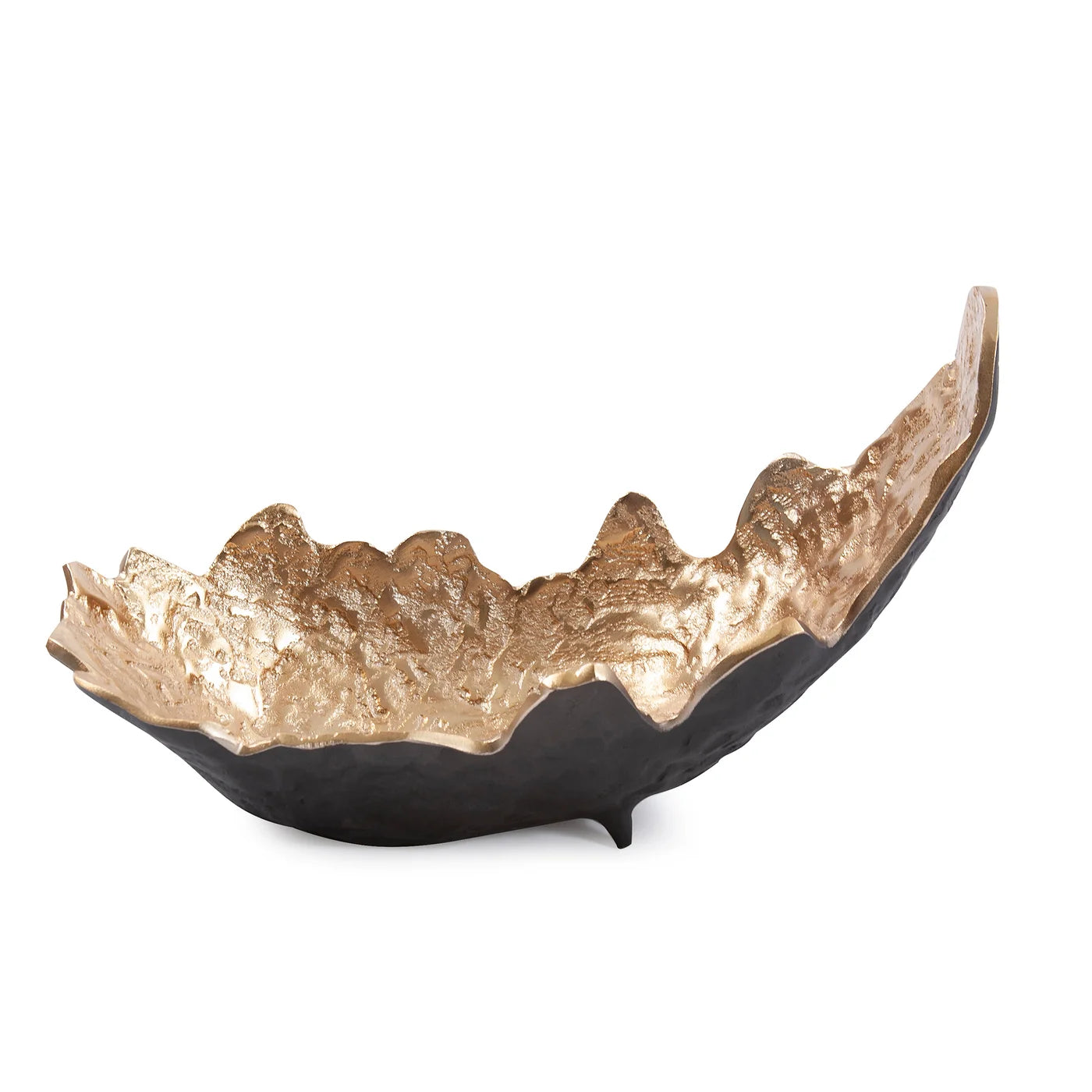 Cracked Edge Ebony Tray with Gold Interior - Small