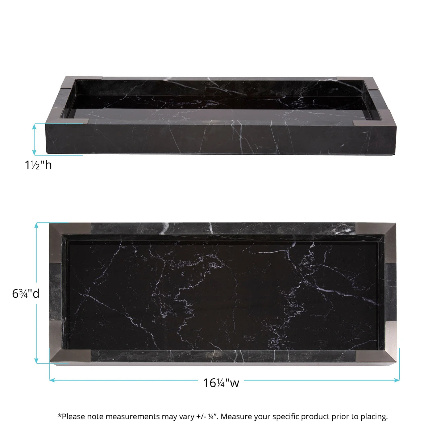 Black Mirrored Marble Tray