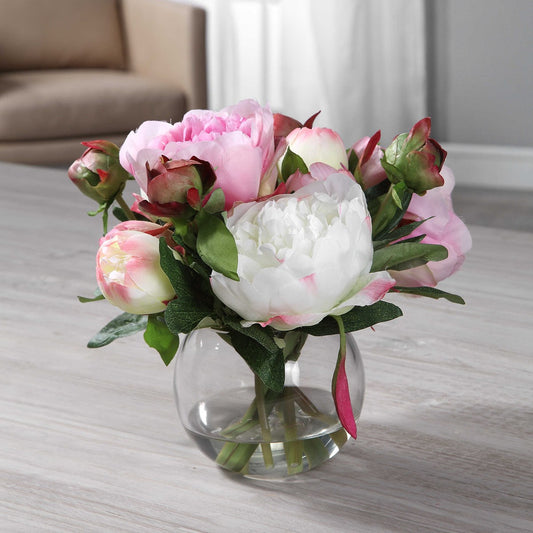 Glass Vase With Blaire Peony Bouquet