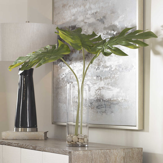 Glass Vase With Ibero Split Leaf Palm