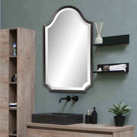 Bosworth Brushed Titanium Shield Mirror